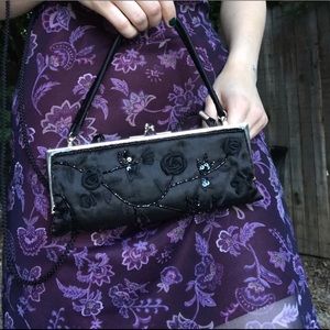 Vintage black beaded clutch
